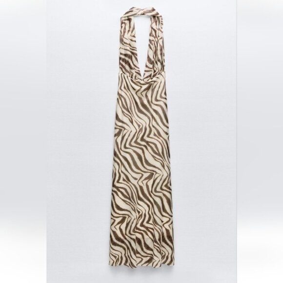 ZARA PRINTED TULLE HALTER DRESS - Picture 9 of 9